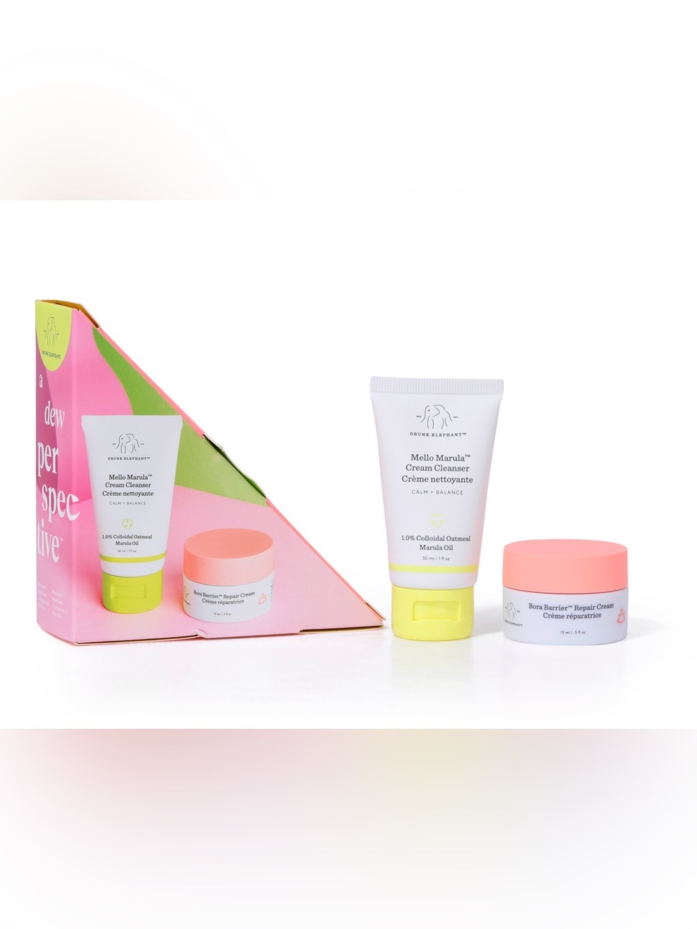 Drunk Elephant 2-Piece Mello Marula Cleanser & Bora Barrier Moisture Duo, NIB